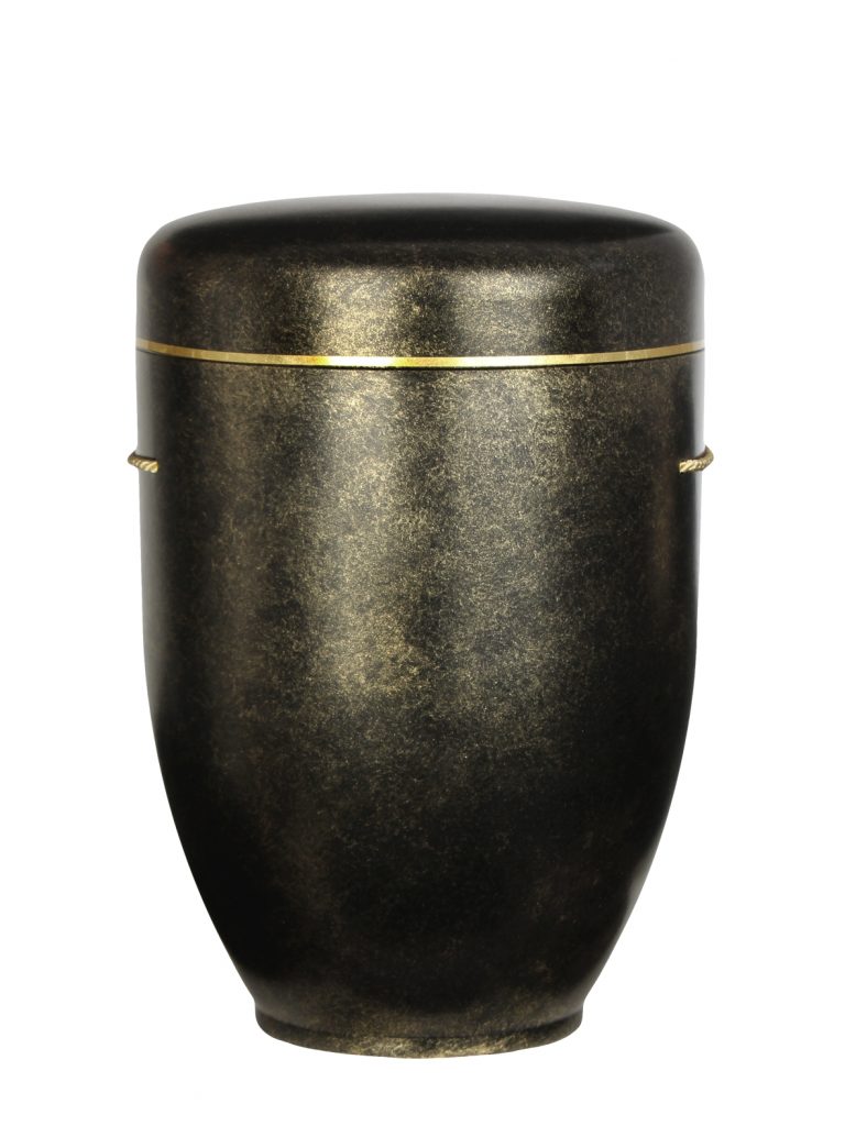 Biologisch abbaubare Urne metallic schwarz mit Goldschimmer