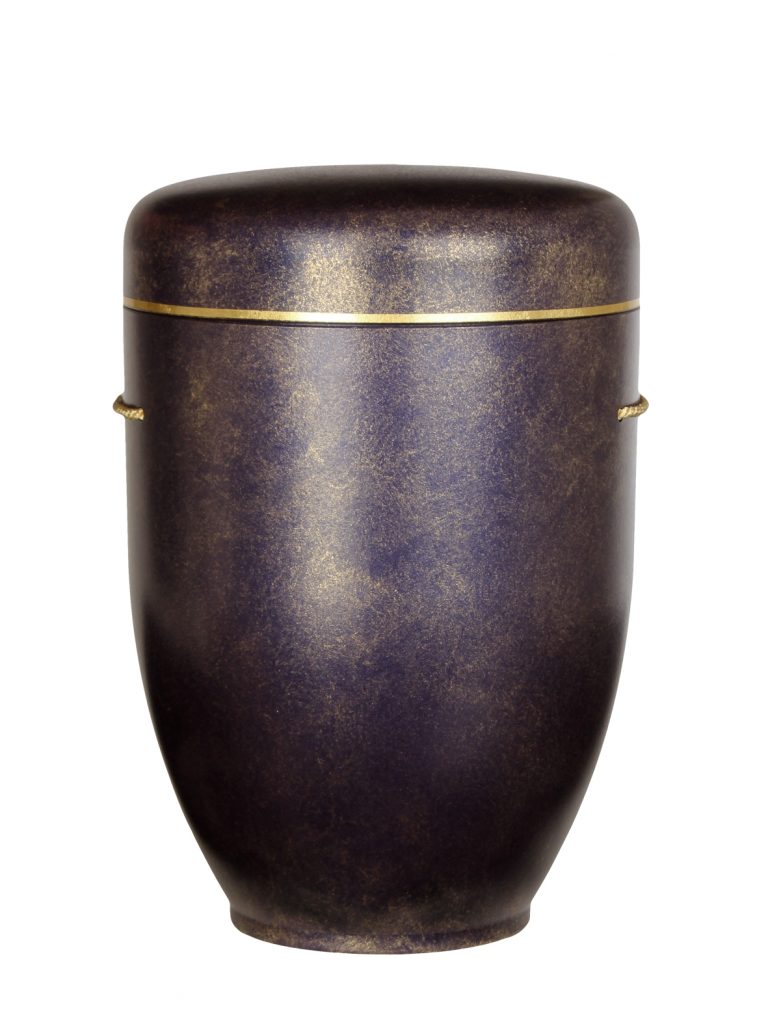 Biologisch abbaubare Urne metallic violett mit Goldschimmer
