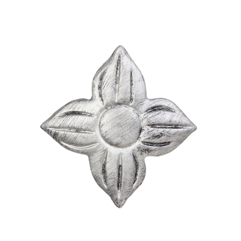 Gips-Emblem Blüte, silber
