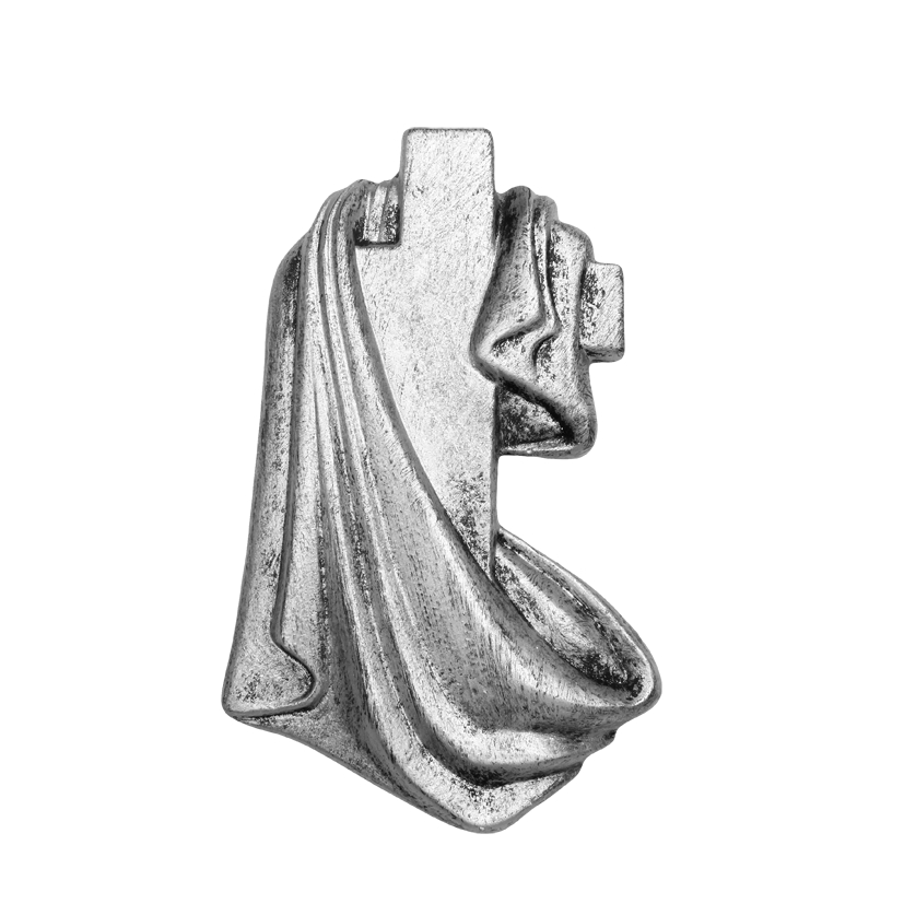 Gips-Emblem Kreuztuch, silber
