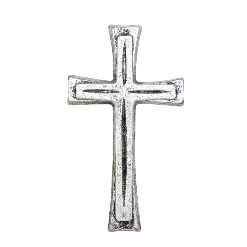 Gips-Emblem Kreuz, silber
