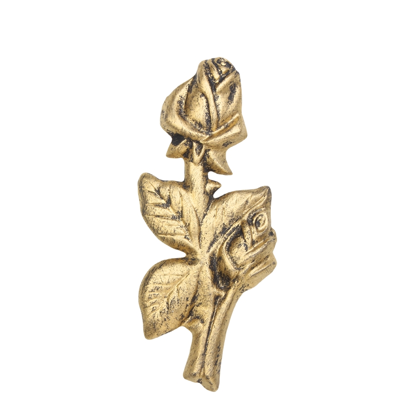 Gips-Emblem Stielrose, gold