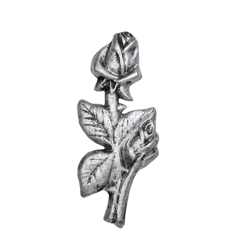 Gips-Emblem Stielrose, silber