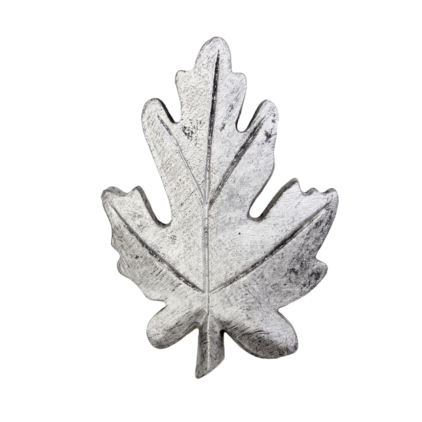 Gips-Emblem Eichenblatt, silber