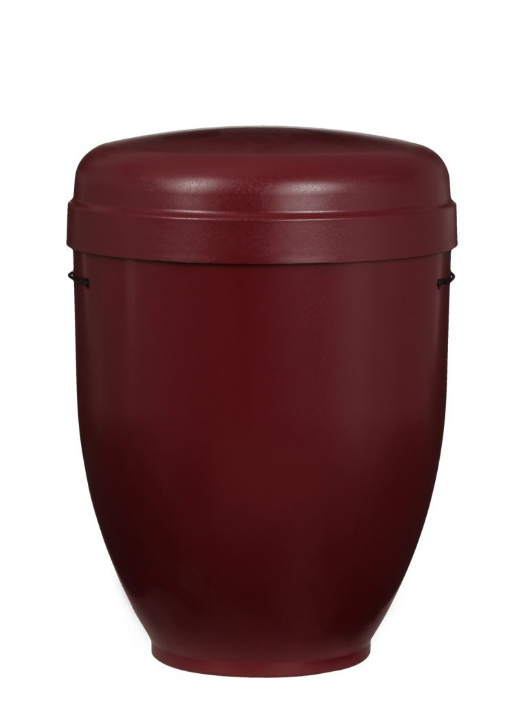 Biologisch abbaubare Urne in bordeauxrot bzw. weinrot