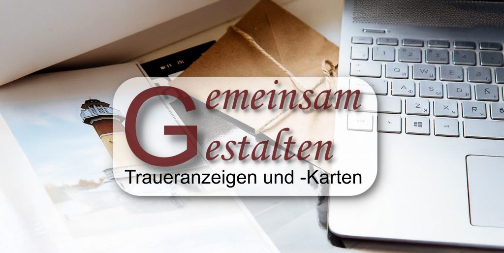 Laptop, Umschlag und Leuchtturm – Symbol für persönliche Gestaltung von Traueranzeigen und Sprüchen bei Löer Bestattungen