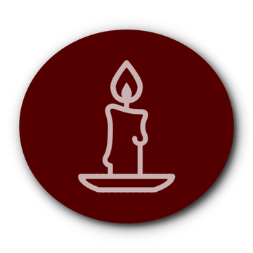 otes Kerzen-Icon als Symbol für Gedenken und Trauerfeier im Kunden-Center